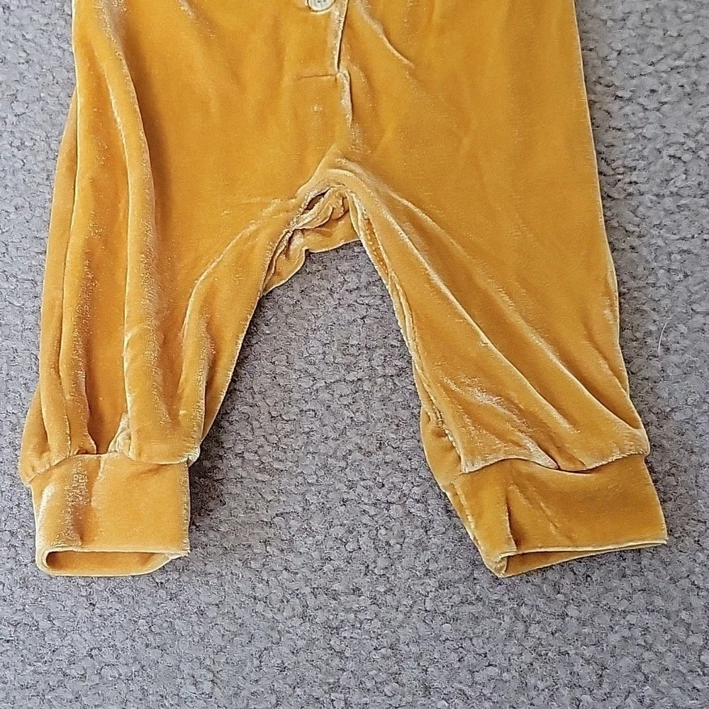 Rachel Zoe Baby Girl Mustard Yellow Velvet One Piece - Size 3-6M